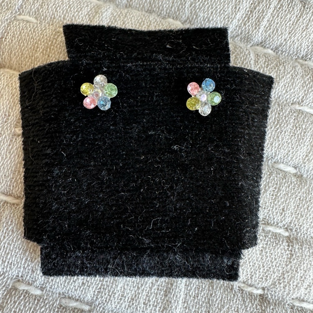 Never worn Earrings with Multicolor Gemstones